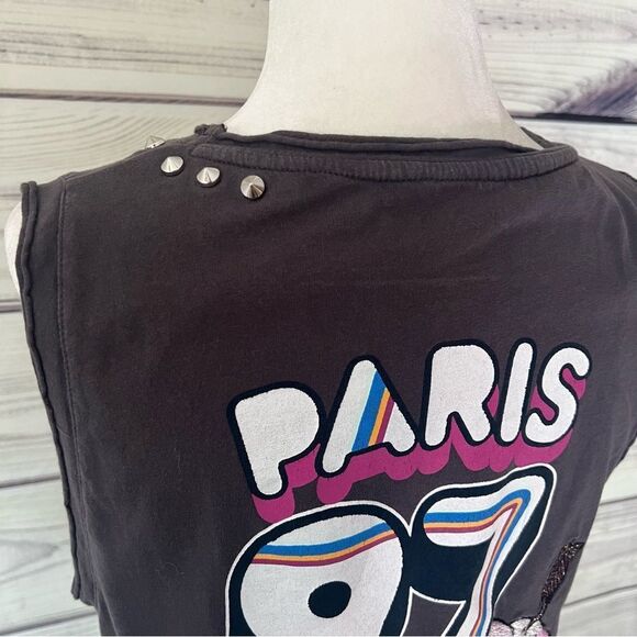 Zadig & Voltaire Rare Grey Colorful Studded Moly Graphic Muscle Tank - Picture 11 of 13